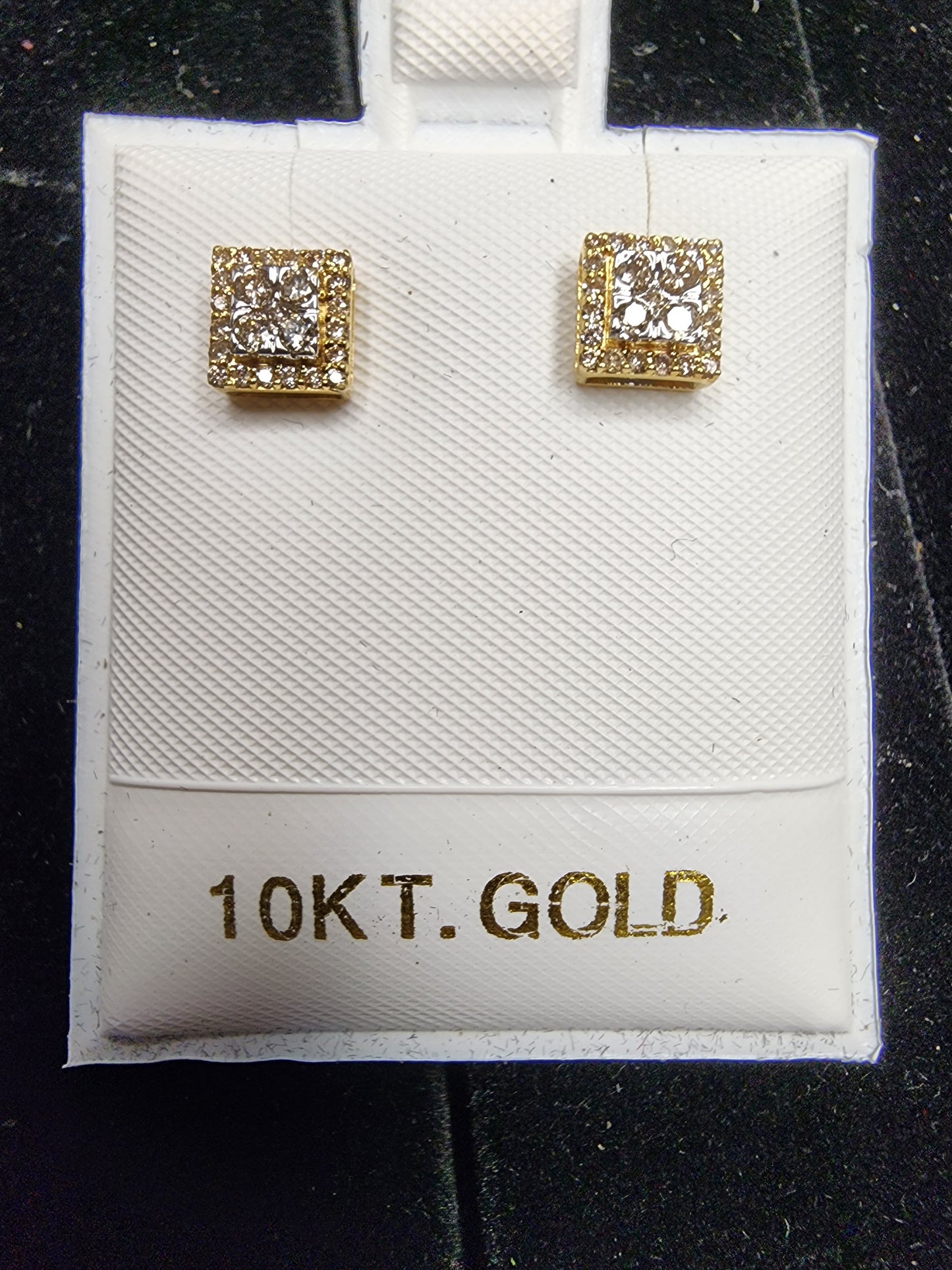 10k Yellow Gold Square Earrings