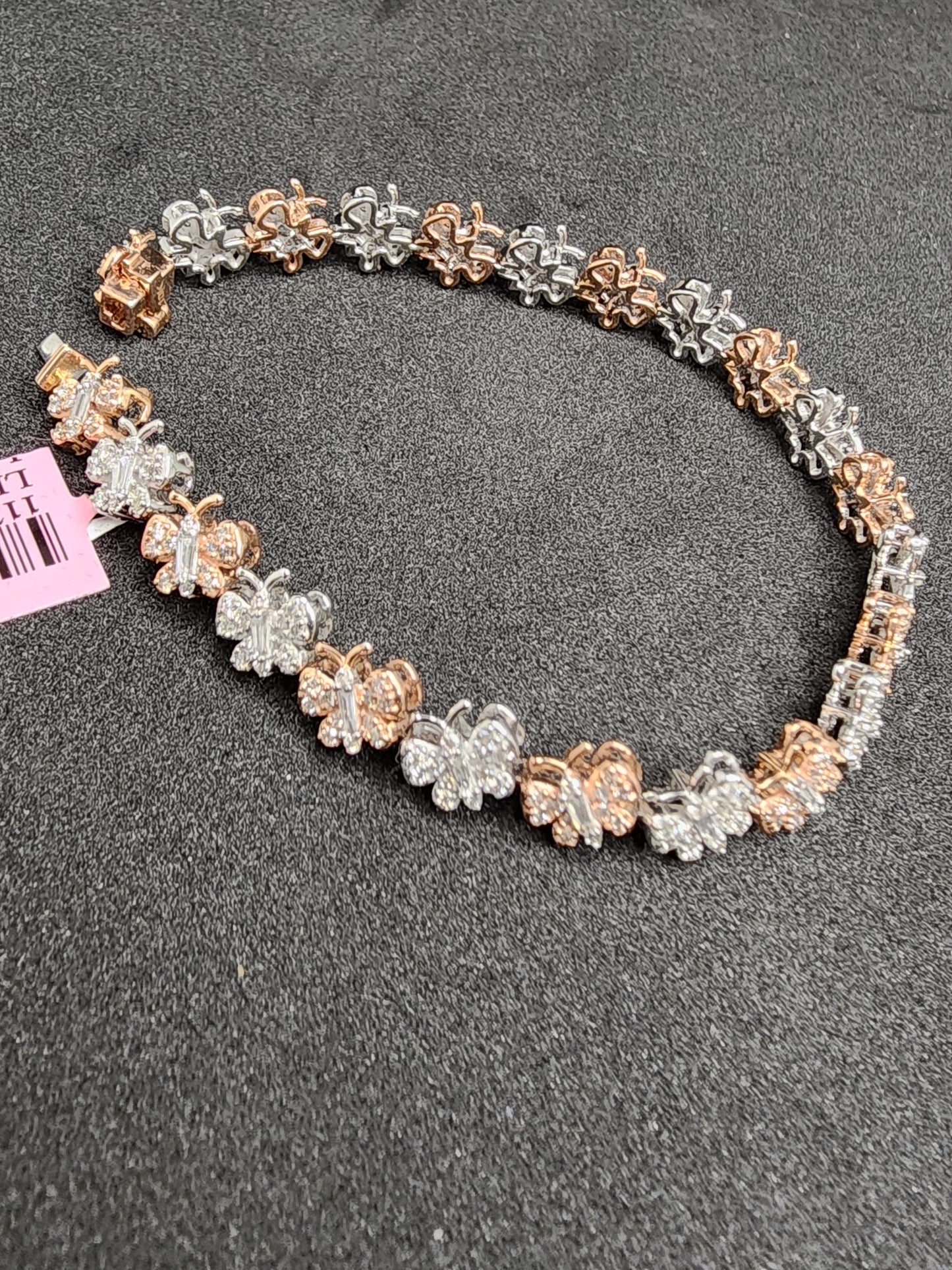 Butterfly Bracelet - 10k Yellow Gold - 2.15 CT Si Diamond Rounds With Baguettes - 7in long - 7mm