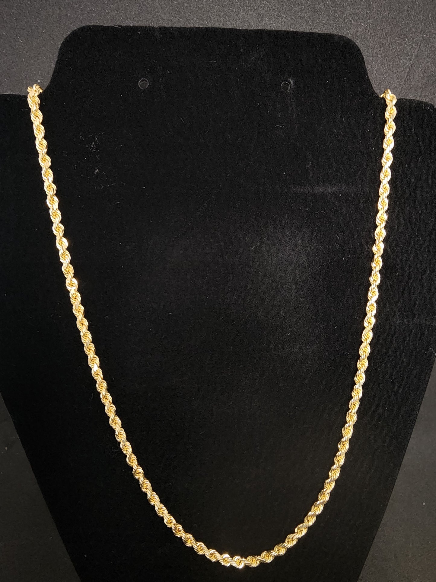 Diamond Cut Rope Chain - 10k Solid Yellow Gold - 24in - 3mm