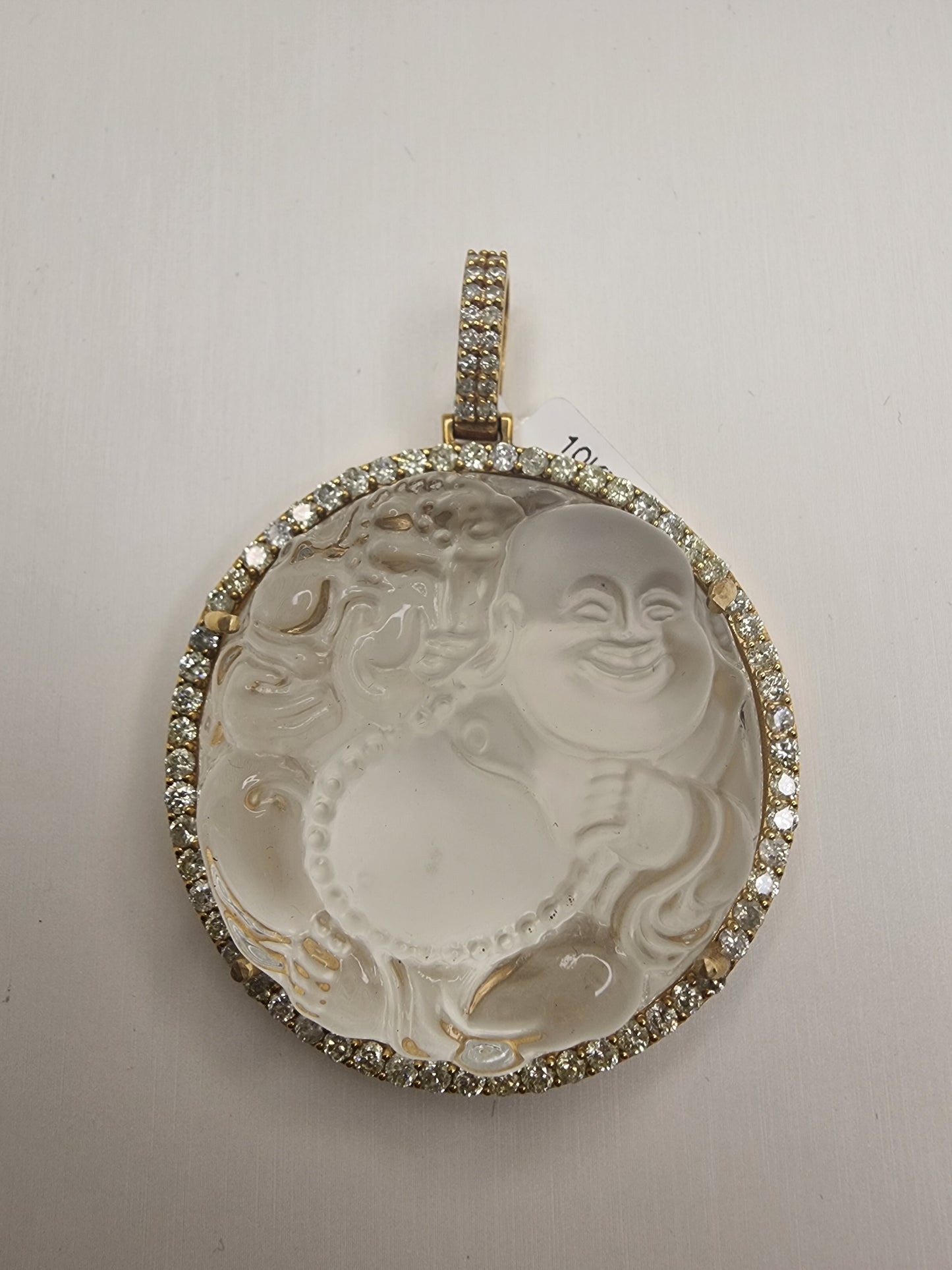 Crystal Buddha, 10k yellow gold, 4.50 CT Si diamonds
