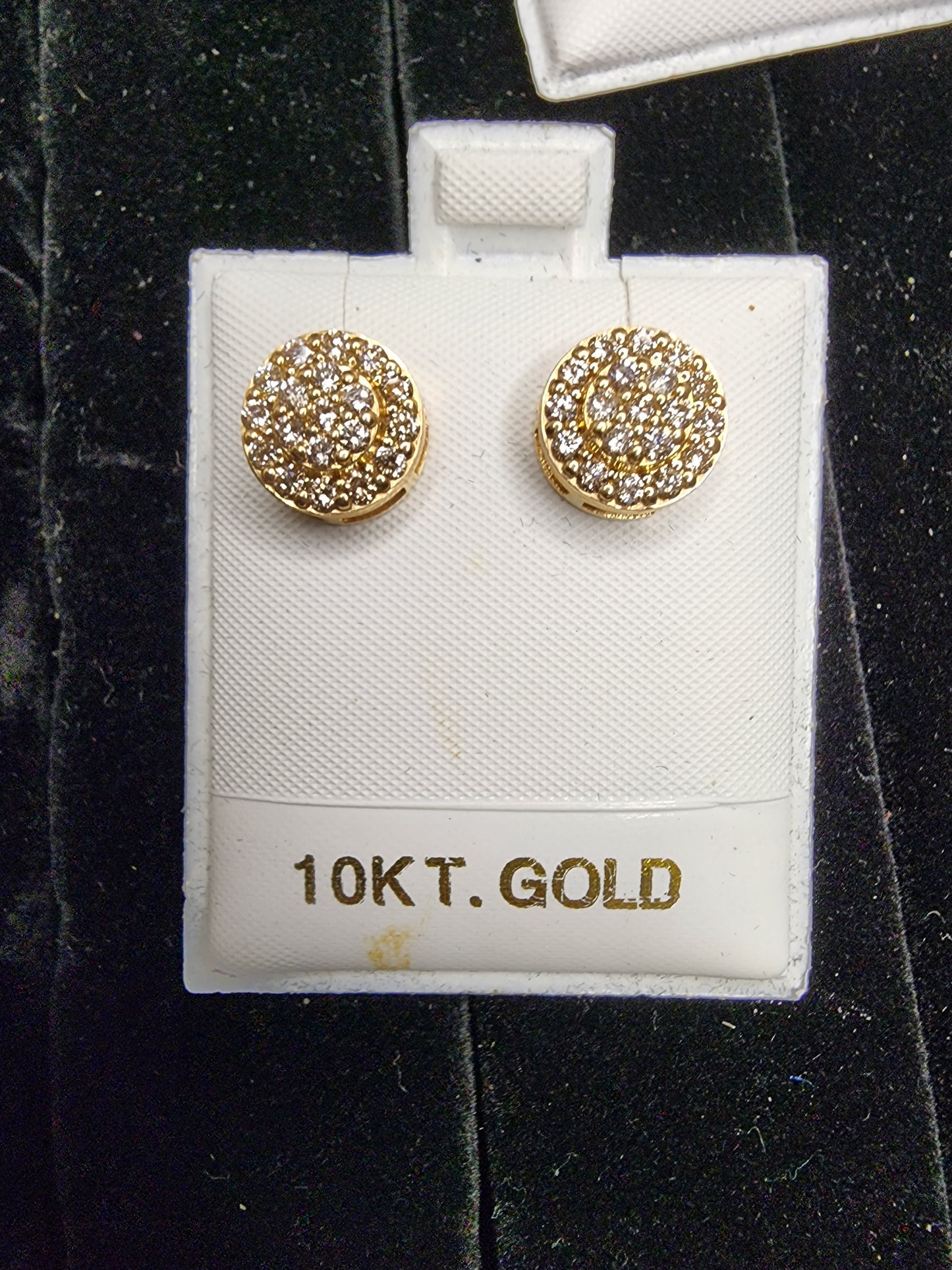 10K YELLOW GOLD, MEDIUM SIZE CLUSTER EARRINGS