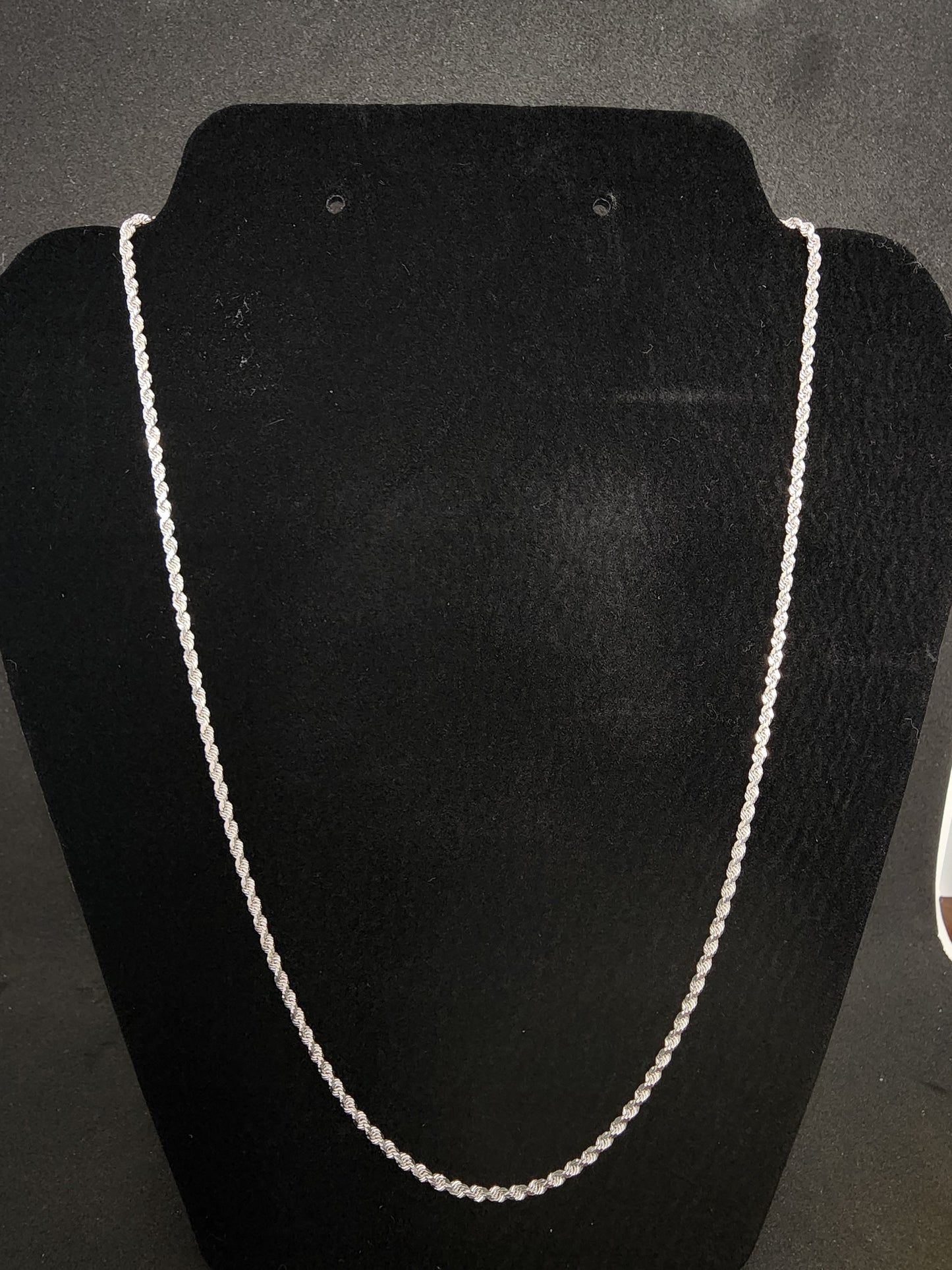 Diamond Cut Rope Chain - 10k Solid White Gold - 20in long - 2mm